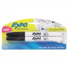 Expo Low-Odor Dry-Erase Marker, Ultra-Fine Needle Tip, Black, 2/Pack