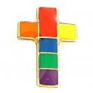 Gay Priide Rainbow Cross  Lapel Pin  (la32)
