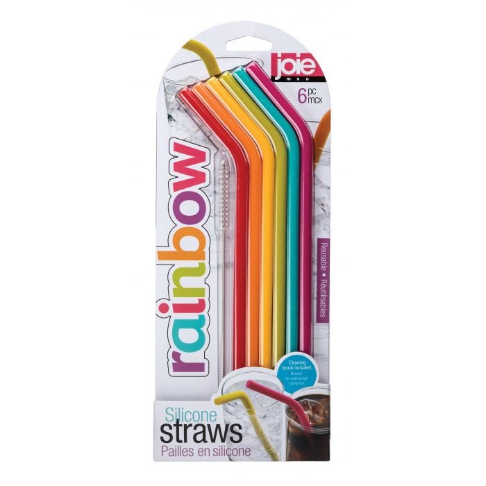 Joie Rainbow Silicone Straws (6pc) with Cleaning Brush (12711)
