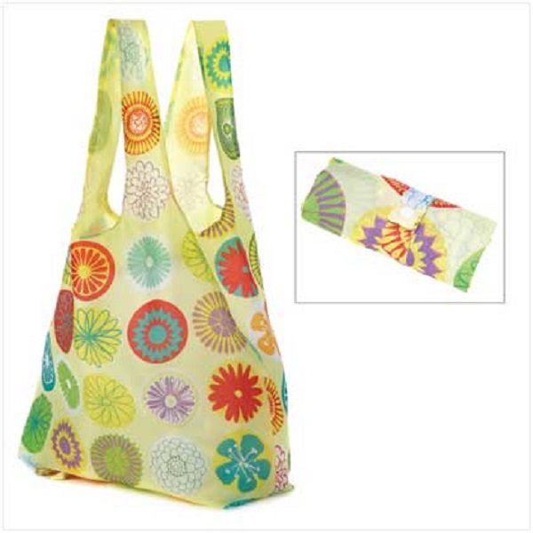 Reusable Tote Flower Power Design Polyester 17 x 19in.
