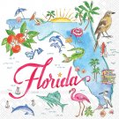Beverage Cocktail Napkins Roseanne Beck  Florida 20ct pkg. 3-ply