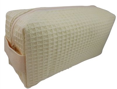Cotton Waffle Cosmetic Bag Large Beige
