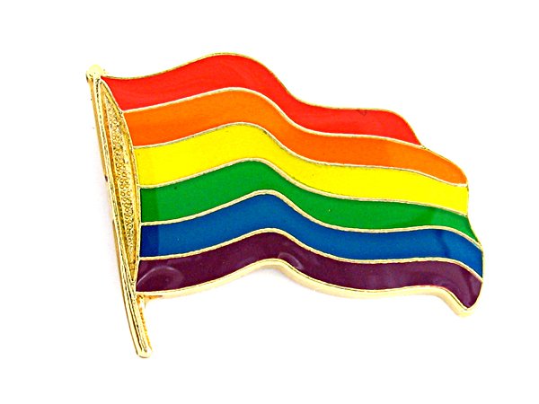 Gay Priide Rainbow Wavy Flag  Lapel Pin  (la20)