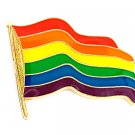 Gay Priide Rainbow Wavy Flag  Lapel Pin  (la20)