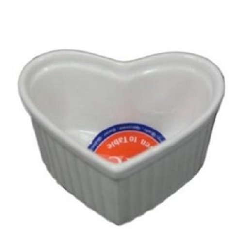 HIC Porcelain 6 oz Heart Souffle Ramekin Dish set of 6