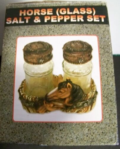 River's Edge Horse Theme Glass Salt & Pepper Shakers
