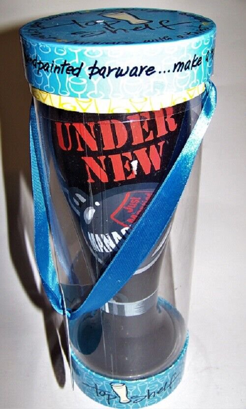 TOP SHELF Pilsner Beer Glass Handpainted Just Married Under New Management