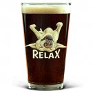 Relax Color Printed Design on Pint Bar Glass 4pc Set