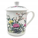 Floral Bone China Mug with Lid