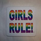 Gay Pride Flag Foam Coaster  GIRLS RULE!