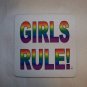 GIRLS RULE! Gay Pride Flag Colors Foam Coaster