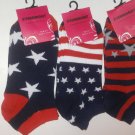 Ladies Low-Cut Socks   Stars and Stripe Design 3pr. LOT