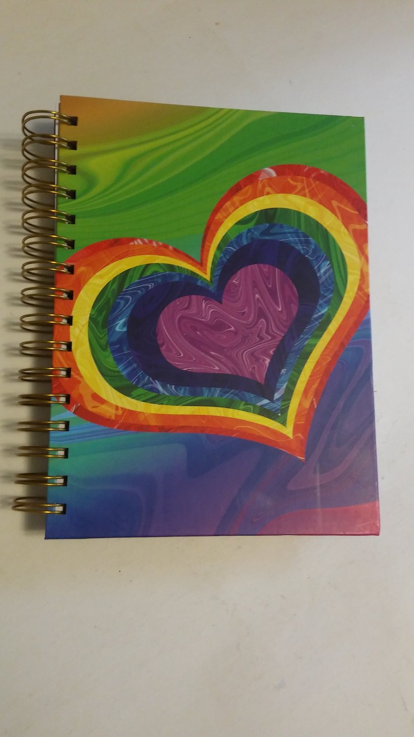 Rainbow Heart Notebook Journal Spiral Bound Hardcover  120 sheets (240pgs)