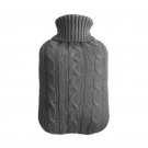 Hot Water Bottle with Gray  Knit Cover - Easy to Fill - 2 Liter   Capacity