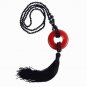 Carnelian Black Tassel Necklace