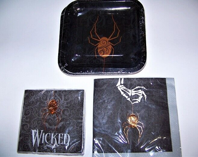 Halloween Party Set (Wicked Spider Theme) Plates ,Cocktail ,Luncheon Napkins for 16)