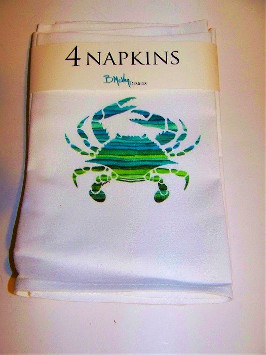 Striped Crab Cotton Napkin Set  4pc.