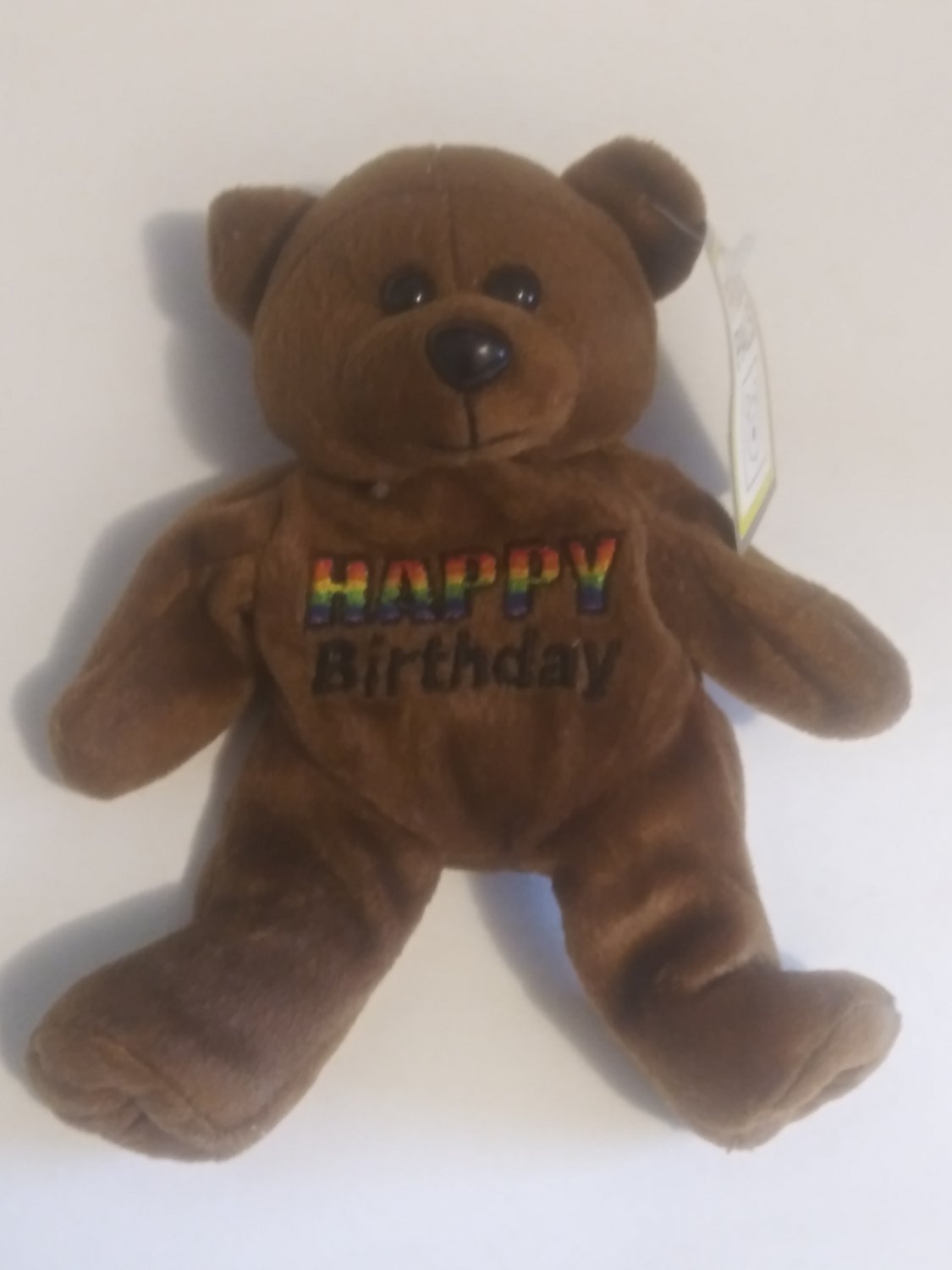 Rainbow Plush  Bear   Embroidered Happy Birthday