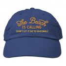 The Beach is Calling... Embroidered Royal Blue Cotton Twill Adjustable Cap