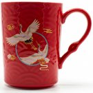 Elegant Ceramic Crane Mug RED