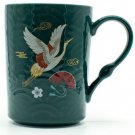 Elegant Ceramic Crane Mug GREEN