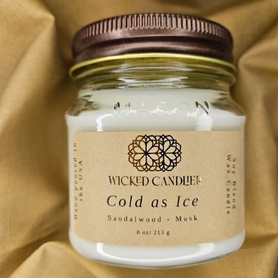 Cold As Ice 8 oz Mason Glass Jar Candle