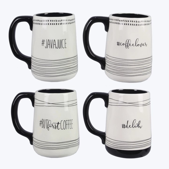 Ceramic Black and White Hashtag Coffee Mug (singular) CHOICE OF DESIGN