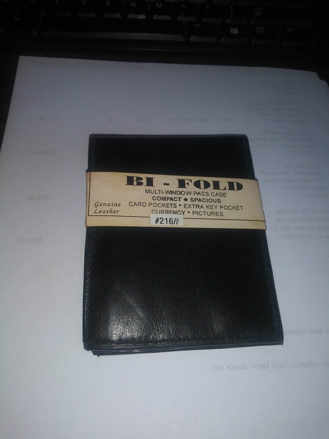 Black Leather Bi-Fold Wallet