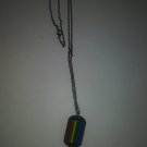 Black Stainless Steel Dog Tag with Rainbow Stripes with Black Chain 11"