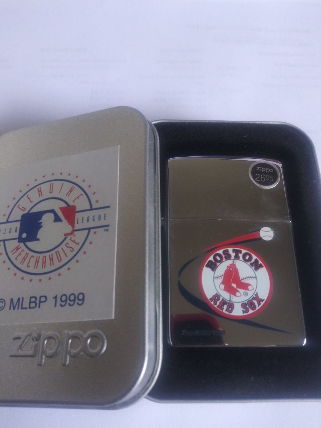 Zippo Lighter MLB Red Sox   on High Polish Chrome