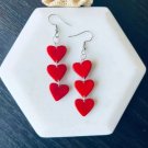 Red Tagua Nut Heart Earrings Dangle and Drop Earrings Red Tagua Nut Heart Earrings Dangle and Drop Earrings