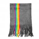 Rainbow Stripe Acrylic Scarf Dark Grey