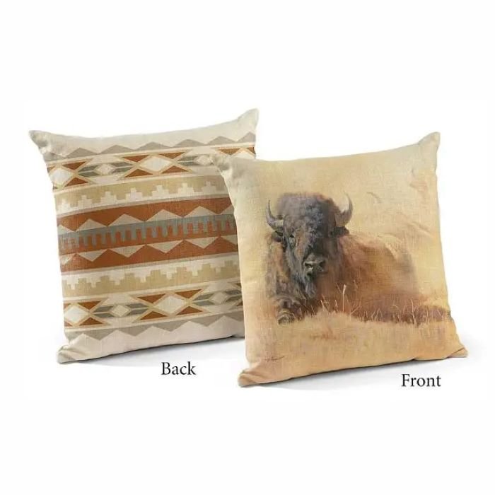 Decorator Pillow Resting Bison 18" Square
