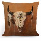 Decorator Pillow Medicine Skull Bison  18" Square