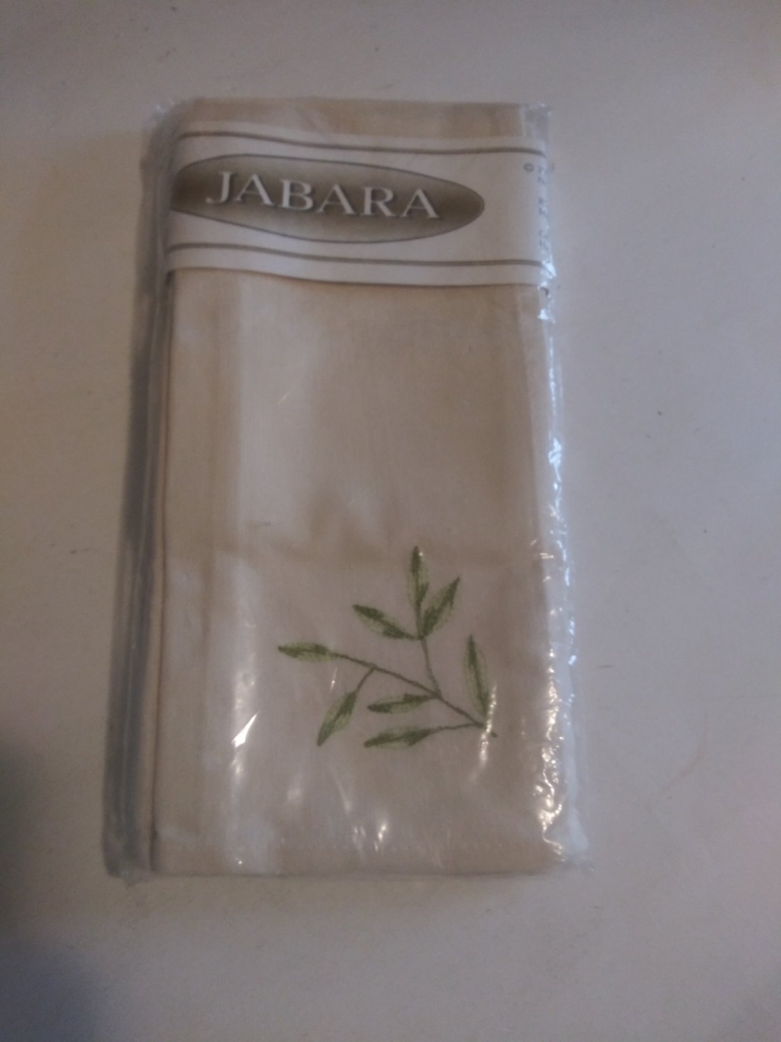 Jabara Green Tree Stem with Leaves on Ivory 16" 100% Cotton Dinner Napkins 4pc