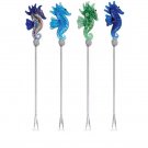 Glass Seahorse Cocktail Pics Set of 4
