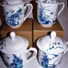Four Season Bone China Tea Cups (mugs) with Lids Set Four Season Bone China Tea Cups (mugs) with Lids Set