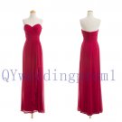 2015 New red long evening dress, simple chiffon PROM dress, cheap bridesmaid dresses