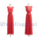 2015 New evening dress, simple Watermelon red chiffon PROM dress, cheap bridesmaid dresses