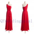 2015 New one-shoulder long evening dress, simple chiffon PROM dress, cheap bridesmaid dresses