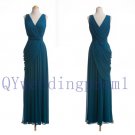 2015 New long v-neck evening dress, simple chiffon PROM dress, cheap bridesmaid dresses