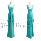 2015 blue V-neck evening prom dress, simple chiffon long PROM dress, cheap bridesmaid dresses