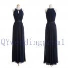 2015 New navy chiffon evening dress, simple chiffon PROM dress, cheap bridesmaid dresses