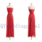 2015 New red chiffon evening dress, simple chiffon PROM dress, cheap bridesmaid dresses
