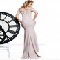 New Purple Crystal Formal Dress Long Court Train Gorgeous Short Sleeves Evening Dress Gowns