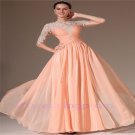 Custom made Fashion Evening Dress 3/4 sleeves Chiffon Applique Prom Party Formal Gown