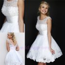 Jewel Cap Sleeve Pearls Appliqued Ruffled With Open Back Sexy Ball Gown Evening Dress
