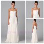 Elegant Strapless Straight White Chiffon Long Evening Dresses New Fashion 2015