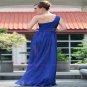 Mix Color And Size One Shoulder A Line Ruched Chiffon Blue Evening Dress