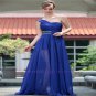 Mix Color And Size One Shoulder A Line Ruched Chiffon Blue Evening Dress